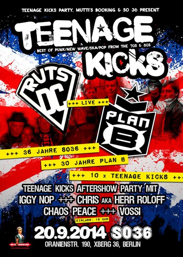 Live: Ruts DC + Plan B & 10. Teenage Kicks Party im SO36 Berlin